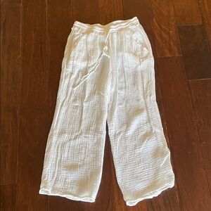 Michael Stars White Gauze Drawstring Crop Pants